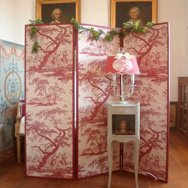Paravent en toile de Jouy 