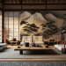 Salon avec mobilier japonais