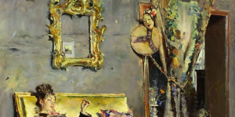 Tableau "Berthe fumant" du peintre Giovann Boldini
