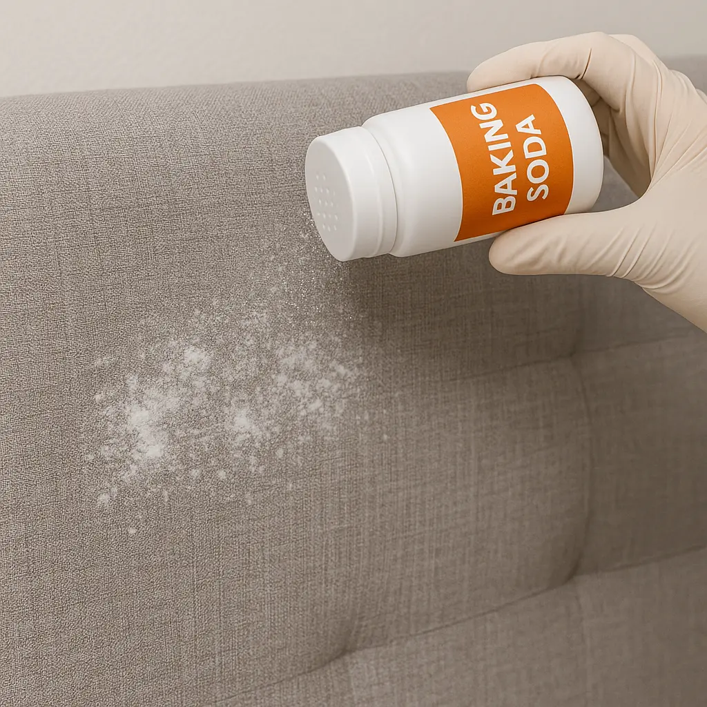 Nettoyage tete de lit en tissu via le bicarbonate de soude