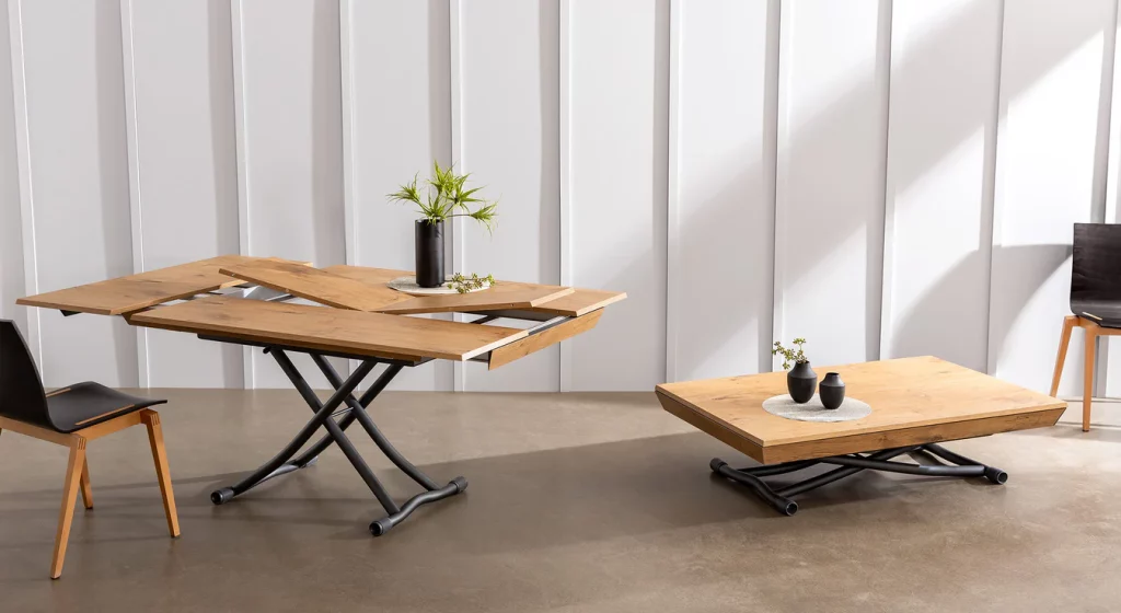 Table basse relevable extensible