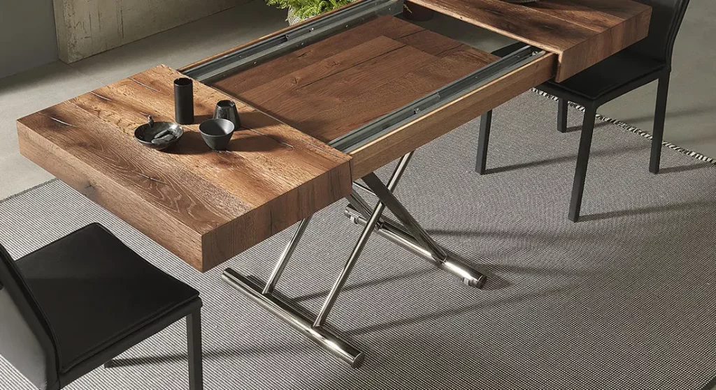CALYPSOTable relevable et extensible inox et bois