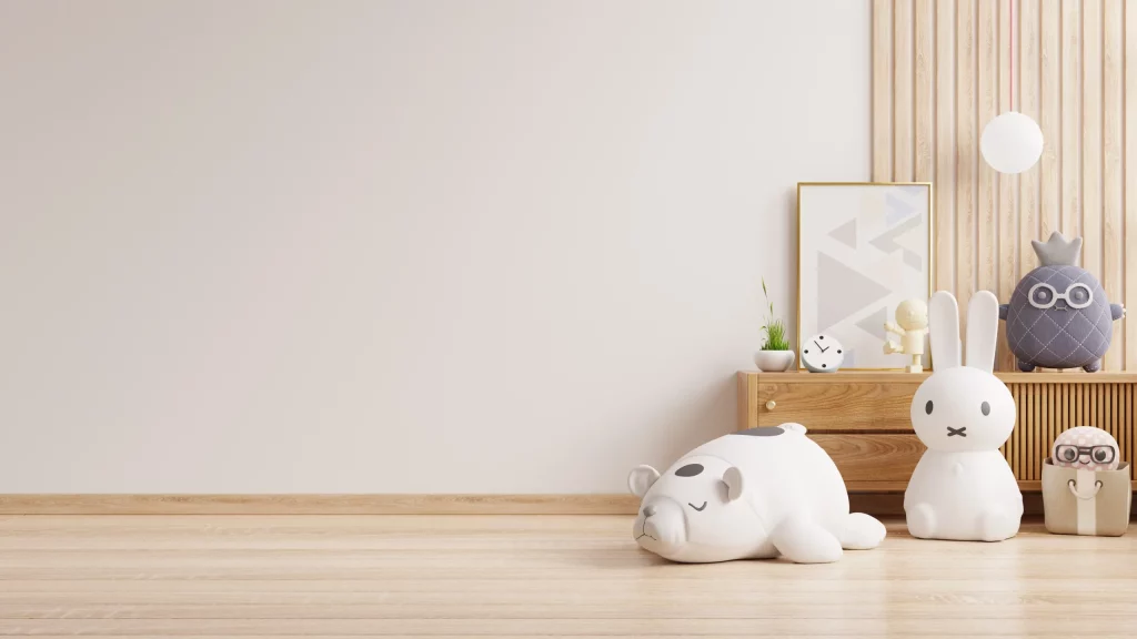 chambre des enfants sur fond de couleur blanc mur