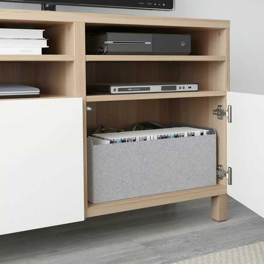 Banc TV BESTÅ avec portes et rangement