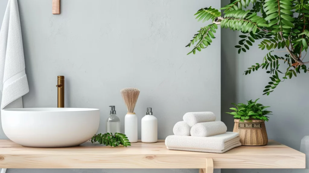 decor salle de bain plante