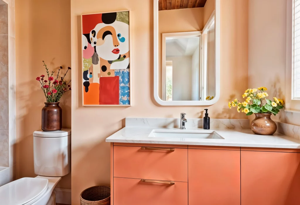 Salle de bain minimaliste du corail