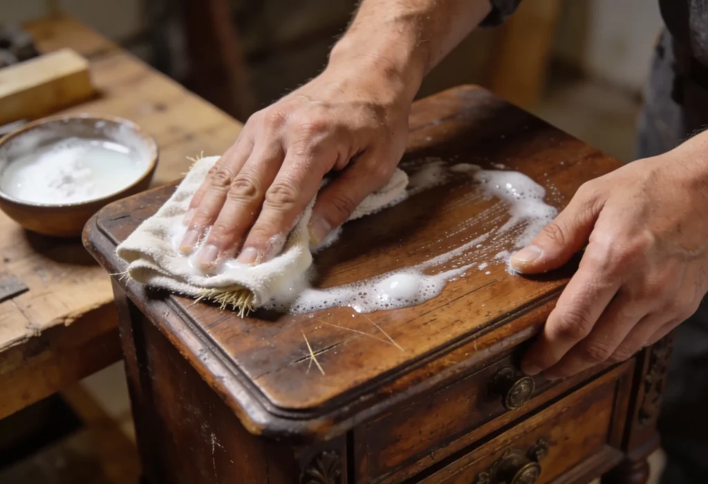 nettoyage et entretien d'un meuble en bois ancien