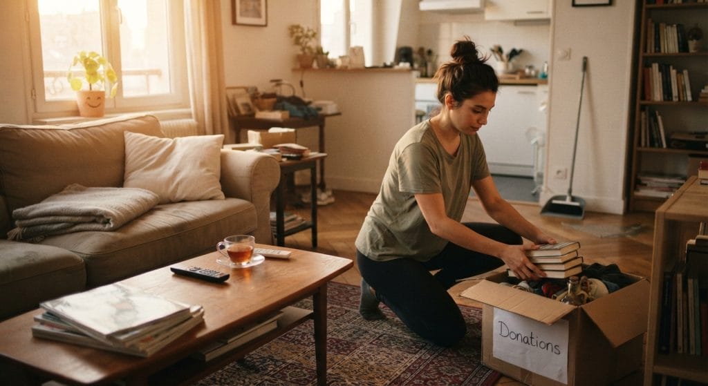 Une personne qui range son intérieur