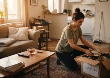 Une personne qui range son intérieur