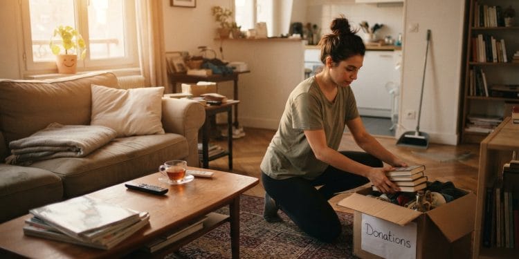 Une personne qui range son intérieur